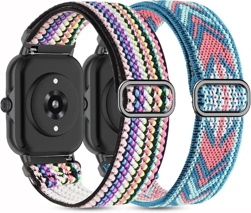 Miniatura 11 de Paquete de 2 correas elásticas de nailon compatibles con Amazfit Active 2/Active 3 Premium/Active, correas deportivas de repuesto suaves de 0.787