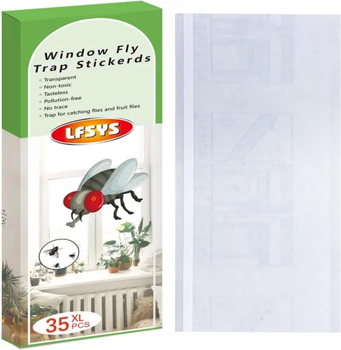 LFSYS Paquete de 35XL Trampa para Moscas de Ventana, Trampas para Moscas de Frutas para Interiores, Trampa para Moscas de Interior Transparente,