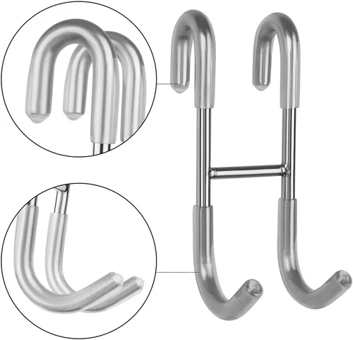 Miniatura 2 de NINETREX Ganchos para puerta de ducha, ganchos para toallas para puertas de vidrio sin marco, gancho de acero inoxidable SUS 304 resistente