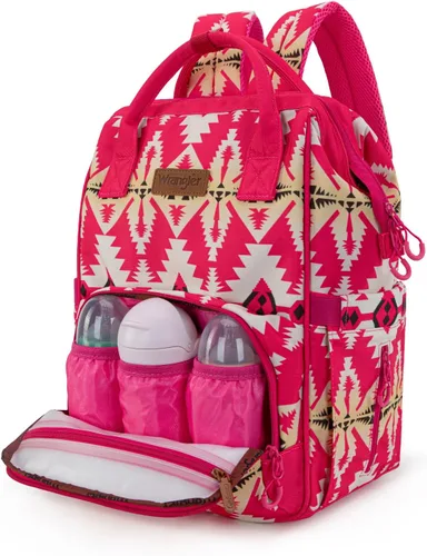 Miniatura 2 de Mochila para pañales Montana West Wrangler Callie con correas para cochecito, patrón occidental, multifunción, bolsa de viaje para bebé Tt-rosa