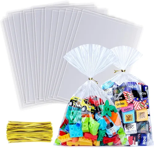 Miniatura 15 de 20 bolsas de celofán de celofán de 14 x 18 pulgadas, transparentes y planas para envolver regalos, panadería, galletas, dulces, postres, cestas