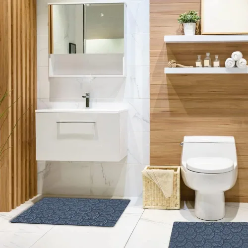 Miniatura 2 de Estera del inodoro del cuarto de baño 20x16 pulgadas microfibra ninguno resbalón color azul oscuro
