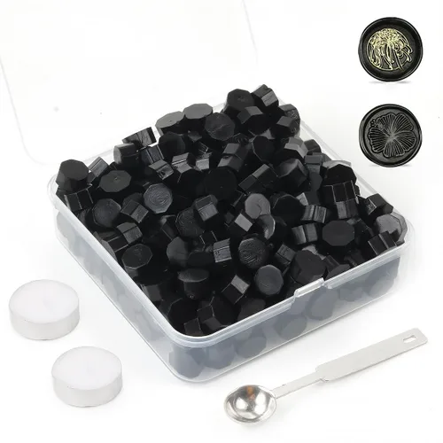 Miniatura 15 de Juego de 300 cuentas de cera de sellado dorado champán para sello de cera con velas y cuchara de fusión, perfecto para tarjetas de Navidad
