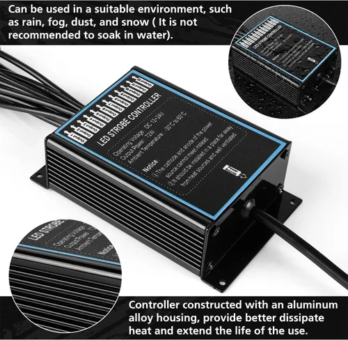 Miniatura 6 de LINKITOM - 12 luces estroboscópicas intermitentes con función de sincronización, para montaje en superficie, luces de emergencia, de advertencia