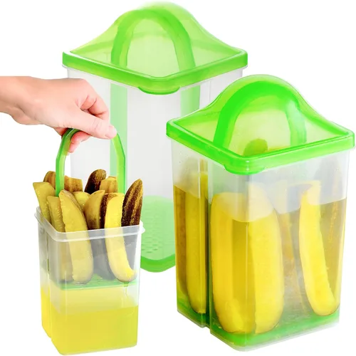 Youngever Paquete de 2 recipientes para pepinillos con colador, soporte de plástico para pepinillos con colador, conservador de pepinillos con tapa
