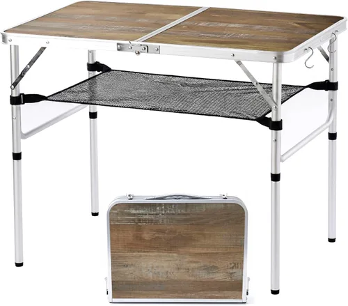 Miniatura 10 de YUFIFAIRY Mesa plegable pequeña portátil, mesa de campamento plegable de 24 pulgadas de largo x 16 pulgadas de ancho con 3 alturas ajustables