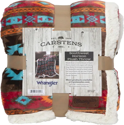 CARSTENS, INC. Wrangler Ultra Premium - Manta de forro polar sherpa súper suave, 54 x 68 pulgadas, diseño Southwest Horizon