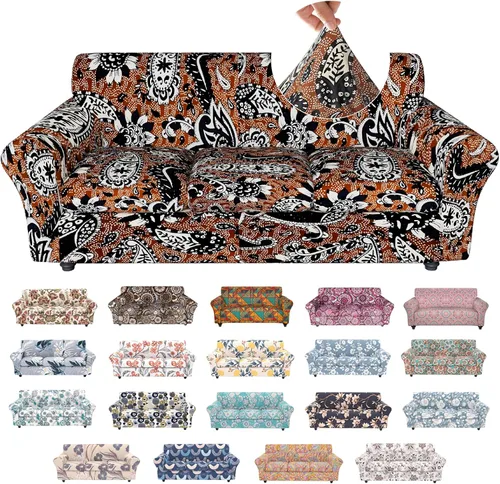 Miniatura 41 de Fundas elásticas para silla, fundas elásticas para sillón de 2 piezas, fundas de sofá lavables con diseño floral para sillón, protector de muebles
