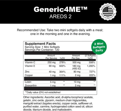 Miniatura 5 de AREDS 2 SoftGels, 500 mg de vitamina C, 400 UI de vitamina E, 10 mg de luteína, 2 mg de zeaxantina, 80 mg de zinc, 2 mg de cobre - Apoya la salud