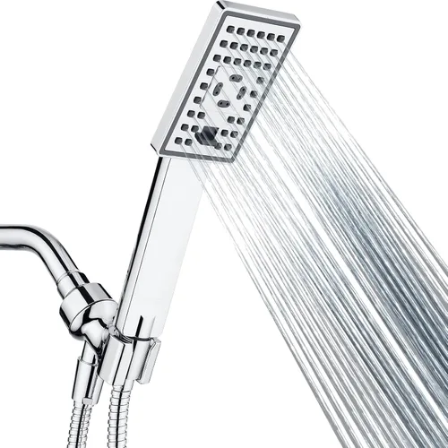 Miniatura 9 de BRIGHT SHOWERS Juego de cabezal de ducha de mano de alta presión con manguera de ducha flexible de 60 pulgadas y soporte de montaje de brazo