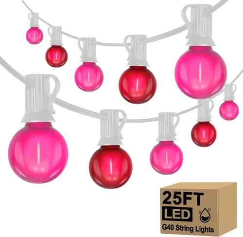 Miniatura 14 de Guirnalda de luces LED G40 para el día de San Patricio para exteriores, 25 pies, luces decorativas de San Patricio al aire libre con bombillas