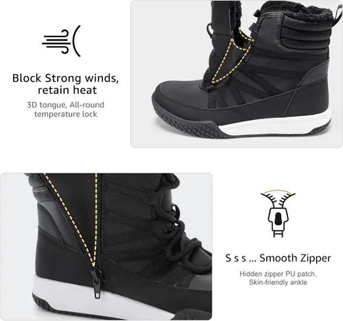 Miniatura 4 de STQ Botas de invierno para caminar para mujer, con cremallera, ligeras, acogedoras, botines con cordones