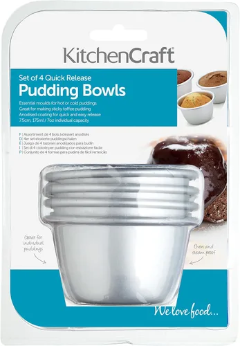 Miniatura 3 de KitchenCraft Juego de 4 moldes para pudín de aluminio anodizado, 3.0 in