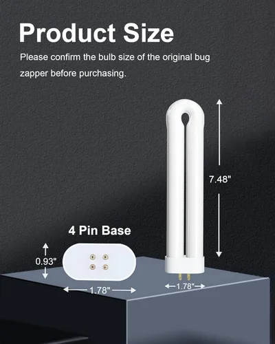 Miniatura 2 de Shootingstar Eliminador de Insectos Bombilla de Luz de Repuesto para Lámpara de Atracción de Insectos de 15W con Base de 4 Pines, Bombilla de Tubo