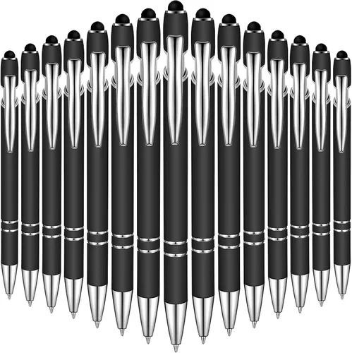 Miniatura 21 de Zonon 38 Piezas Bolígrafo Engomado con Punta de Stylus Bolígrafo de Metal Elegante Stylus Capacitivo con Agarre de Goma Suave, Tinta Negra