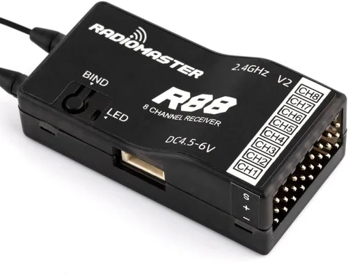 RadioMaster R81 R84 R86 R86C R88 R161 R168 2.4GHz Over 1KM SBUS Nano Receptor Compatible FrSky D8 TX16S Soporte Retorno RSSI (R88 V2 8CH Receptor)