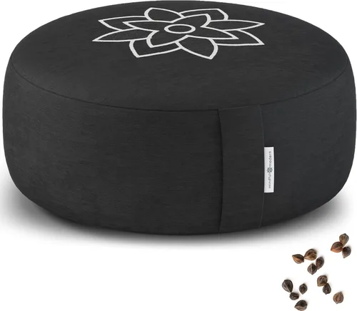 Mindful Modern Cojín grande de meditación para Zafu Yoga - Almohada de meditación para sentarse en el suelo - Cojín de yoga relleno de cáscara de