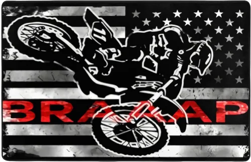Miniatura 4 de Alfombra antideslizante de motocross con bandera estadounidense, 60 x 39 pulgadas, ultra suave, esponjosa, alfombra grande para dormitorio, sala