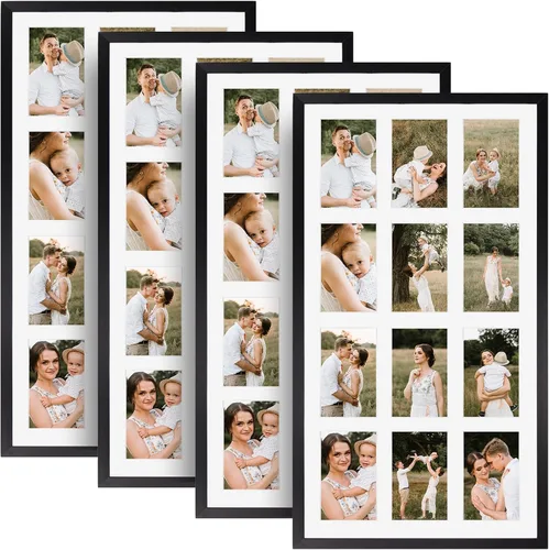 Miniatura 9 de 5 marcos de fotos negros de 3.5 x 5 pulgadas, múltiples marcos para mostrar fotos de 1 5 x 7 y 4 fotos de 3.5 x 5 pulgadas con paspartú blanco