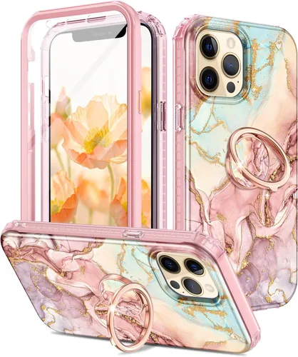 Miniatura 9 de Btscase Funda para iPhone 12 Pro Max de 6.7 pulgadas, protector de pantalla integrado con soporte de anillo de 360°, cuerpo completo de doble capa