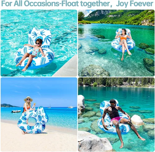 Miniatura 9 de [Nuevo Modelo 2025] Flotador Inflable de Tumbona para Piscina con Cuerpo Único, Portavasos y Asa, Juguetes de Piscina Ideales para Playa, Lagos