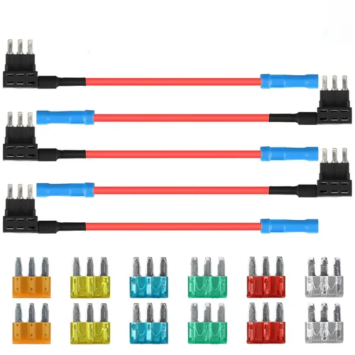 Paquete de 5 adaptadores Micro 3 fusibles para añadir un circuito con 12 fusibles surtidos (5A 10A 15A 20A 25A 30A), kit de portafusibles de hoja