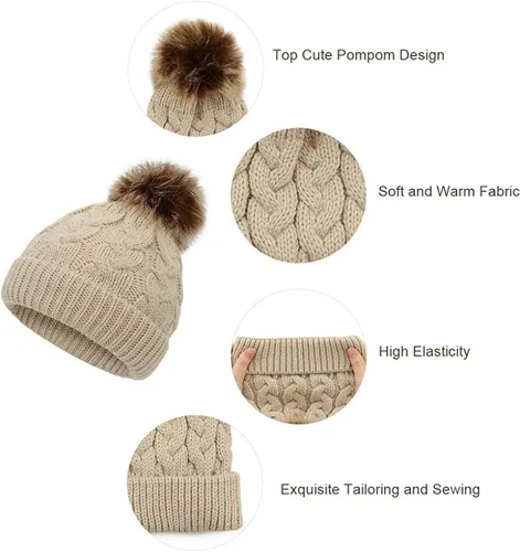 Miniatura 6 de Gorro de invierno para niñas pequeñas Zando, con pompones, gorras tejidas para bebés y niños