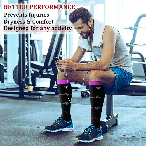 Miniatura 3 de CHARMKING - Calcetines de compresión para mujeres y hombres 6 pares 15-20 MMHG ideales para hacer deporte correr para viajes en avión otorgan
