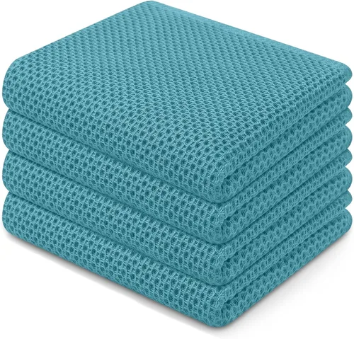 Miniatura 262 de Homaxy Paños de cocina de 100% algodón con tejido de gofre, ultra suaves, absorbentes, de secado rápido, 12 x 12 pulgadas, paquete de 6, amarillo