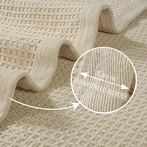 Miniatura 5 de Cobija TreeWool liviana de algodón, de cuidado fácil, suave, cómoda y cálida (king size, 90 x 108 pulgadas, tejido reticular)