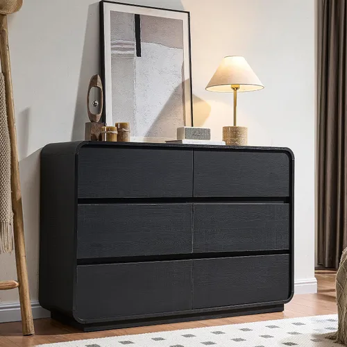 Miniatura 14 de Standifurno Cómoda de 29.5'' de Ancho para Clóset, Cajones Negros con Diseño Curvo, Cajonera con 5 Cajones, Cajón Vertical con Amplio