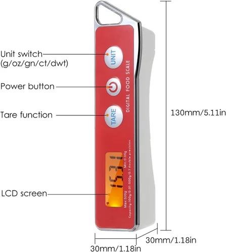 Miniatura 5 de Báscula de cuchara, escala digital de cuchara medidora electrónica, báscula de cuchara de cocina para el hogar, báscula de alimentos con función