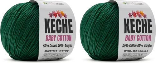 Miniatura 78 de Keche Hilo de algodón, 60% algodón, 40% hilo acrílico, hilo de algodón suave para crochet y tejer, hilo amigurumi, 1 madeja/bola, 1.76 onzas (50g)