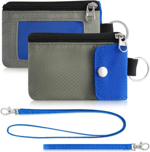 Miniatura 54 de Artpaxy Cartera minimalista para hombres y mujeres, llavero con bloqueo RFID, con cremallera, pequeña cartera con ventana de identificación, 2