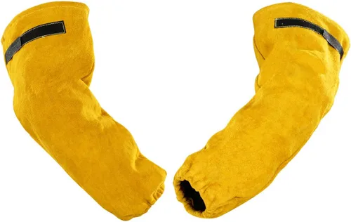 Mangas de trabajo de soldadura de cuero para hombres y mujeres, protección de brazo resistente al calor y al fuego con costuras de Kevlar y forro de