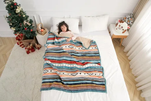Miniatura 6 de COTTEBED Manta de franela Sherpa estilo bohemio, para todas las estaciones, ligeras, súper suaves, acogedoras, cómodas, esponjosas, mullidas