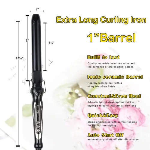 Miniatura 3 de abp - Rizador de pelo de 1 pulgada con barril cerámico, calor instantáneo de hasta 450 °F, herramienta de ondulación para cabello largo/mediano