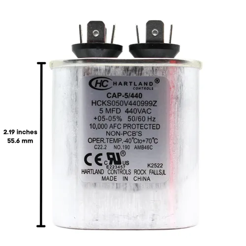 Miniatura 2 de HVAC Genius - Condensador de 5 condensadores MFD de 370 o 440 VCA 5uf de funcionamiento ovalado para motor de ventilador, condensador de soplador