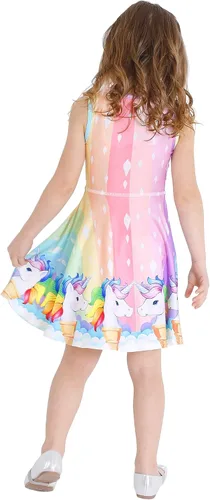 Miniatura 4 de LaBeca Vestidos de Niñas Sin Mangas de Manga Larga para Niñas Pequeñas y Grandes Unicornio Sirena Vestidos Casuales