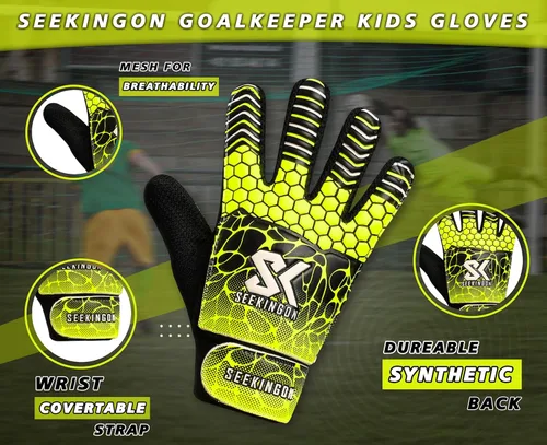 Miniatura 5 de Guantes de portero de fútbol para jóvenes, guantes de portero de fútbol para niños, jóvenes, niños, doble protección de muñeca a lo largo de 0.157