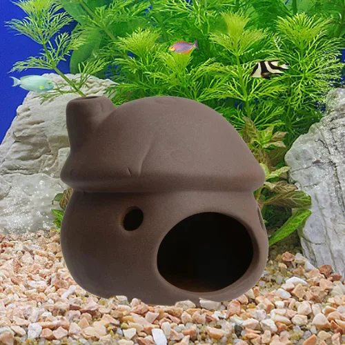Miniatura 6 de Decoración de Acuario Cerámica Casa de Hongos Ornamento Paisajismo de Tanque de Peces Cerámica Ocultar Cueva Hábitat Choza Camarones Pequeños
