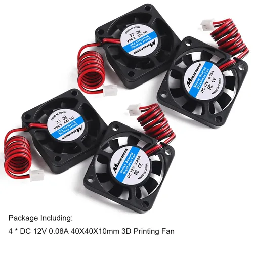 Miniatura 7 de Ventilador de impresora 3D de 4 piezas, 12 V, 1.575 in, 12 voltios, 0.08 A, CC, mini refrigeración silenciosa, 1.575 x 1.575 x 0.394 in, con cable