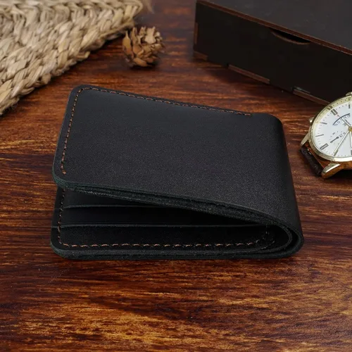 Miniatura 7 de HATA Black Cowhide Full Grain Leather Bifold Wallet For Men With RFID Blocking Minimalist Front Pocket Security Passcase And Durable Extra Capacity