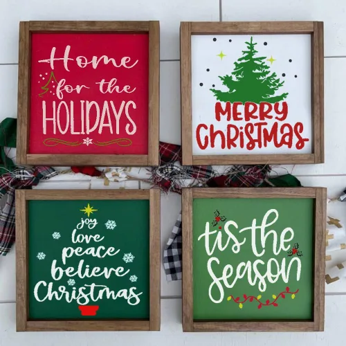 Miniatura 5 de Juego de 9 plantillas navideñas para pintar sobre madera, plantillas artísticas para dibujar, letreros, arte de pared, lienzo, tela, plantillas