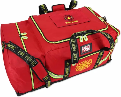 Miniatura 2 de Lightning X - Bolsa personalizable para equipo de bomberos con nombre bordado, 3XL, color rojo