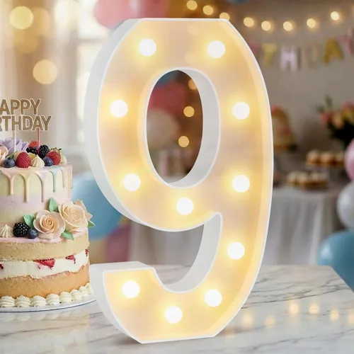 Miniatura 49 de Letrero de números con luz LED de marquesina, letrero de números de cumpleaños iluminado para decoración de fiesta de cumpleaños, pared de bar