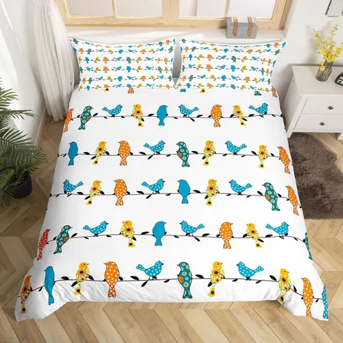Miniatura 9 de Juego de ropa de cama de pájaros, tamaño individual para niños y niñas, adultos, dormitorio, universidad, decoración de Navidad, funda de edredón