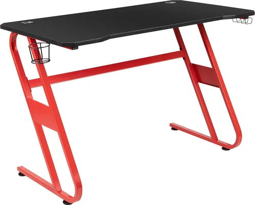 Miniatura 10 de Flash Furniture - Juego de escritorio para juegos y sillas reclinables de color blanco y negro con soporte para taza y gancho para auriculares.