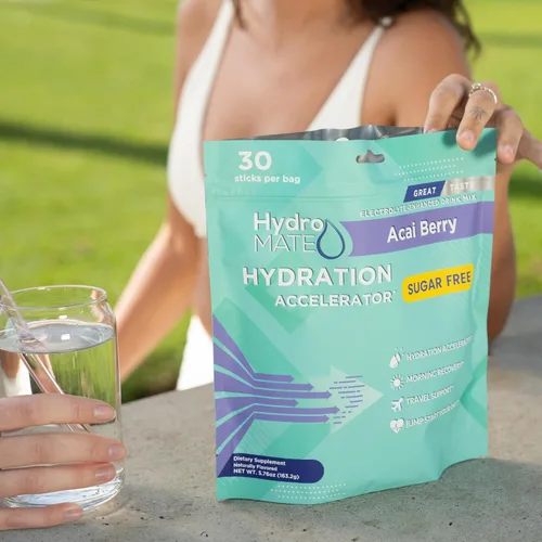 Miniatura 5 de Paquetes de hidratación sin azúcar en polvo de electrolitos Acai Berry HydroMATE 30 Sticks