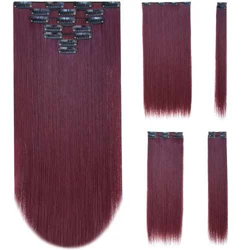 Miniatura 18 de SYXLCYGG Extensiones de cabello rubio, 2 unidades, extensiones de cabello con clip de 22 pulgadas, 5 onzas, lacio, sintético, esponjoso, rubio